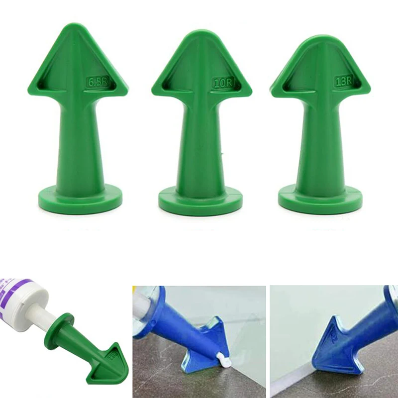 Aplicador de bico de calafetagem de silicone, 3 peças, ferramentas de calafetagem, selante, acabamento, kit de rejunte, raspador, limpeza de piso, telha, espátula de sujeira