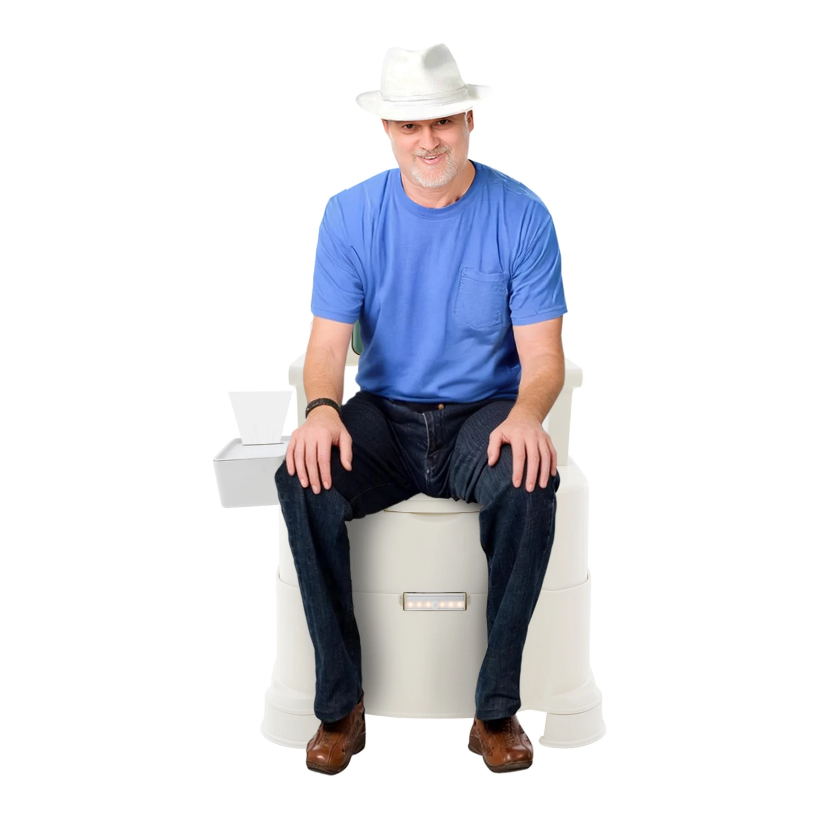 Bedside Commode 220lbs, Portable Toilet with Armrests & Backrest, 2 Height Settings 2 Inner Buckets for Elderly