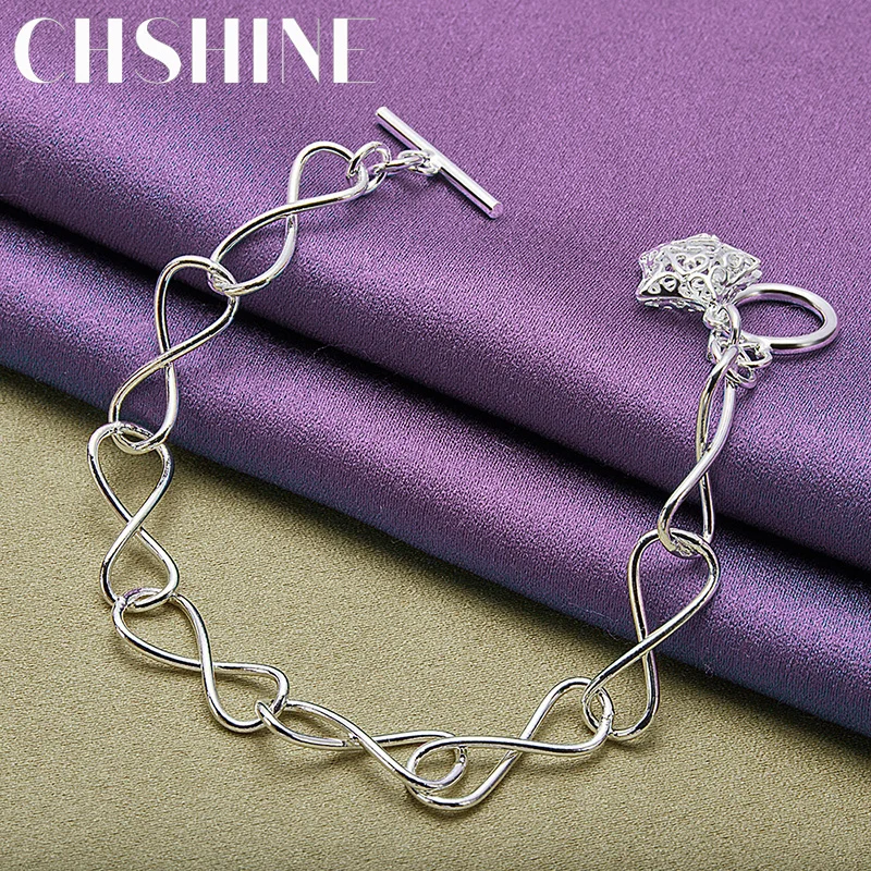 CHSHINE 925 Sterling Silver Star 8-Word Chain Bracelet For Women Charm Fine Jewelry