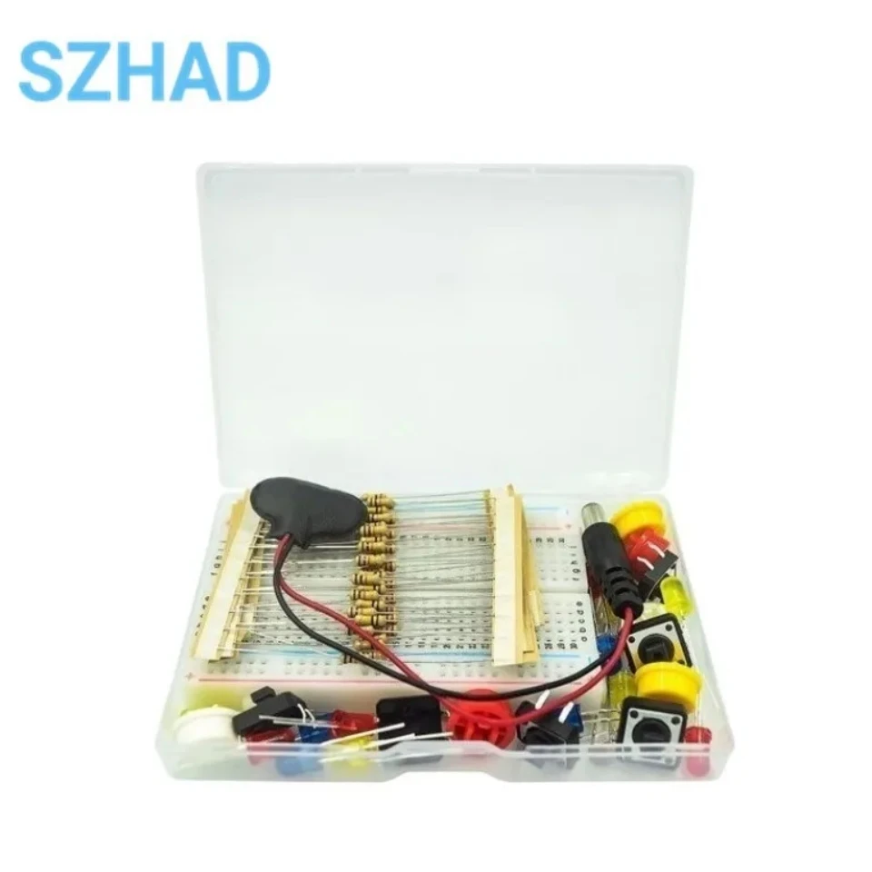 1set Portable Kit Resistor Jumper Wires Breadboard Switch Key LDR Battery Connector Handy Starter Kit For  UNO-R3