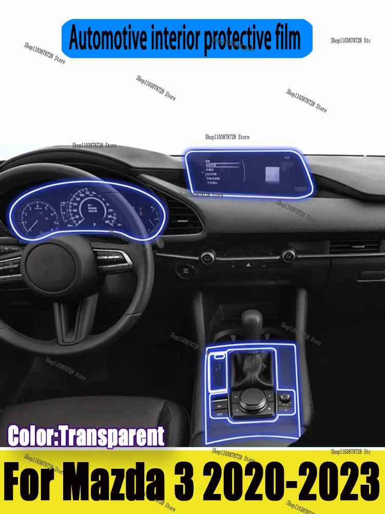 

For Mazda 3 2020 2021-2023 Car Interior Film Dashboard piano board Shift center console Anti-scratch transparent TPU PPF Film