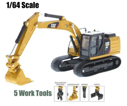 Escavatore idraulico in scala DM 1/64 CAT 320F L con 5 strumenti di lavoro di DM Diecast Master #85636