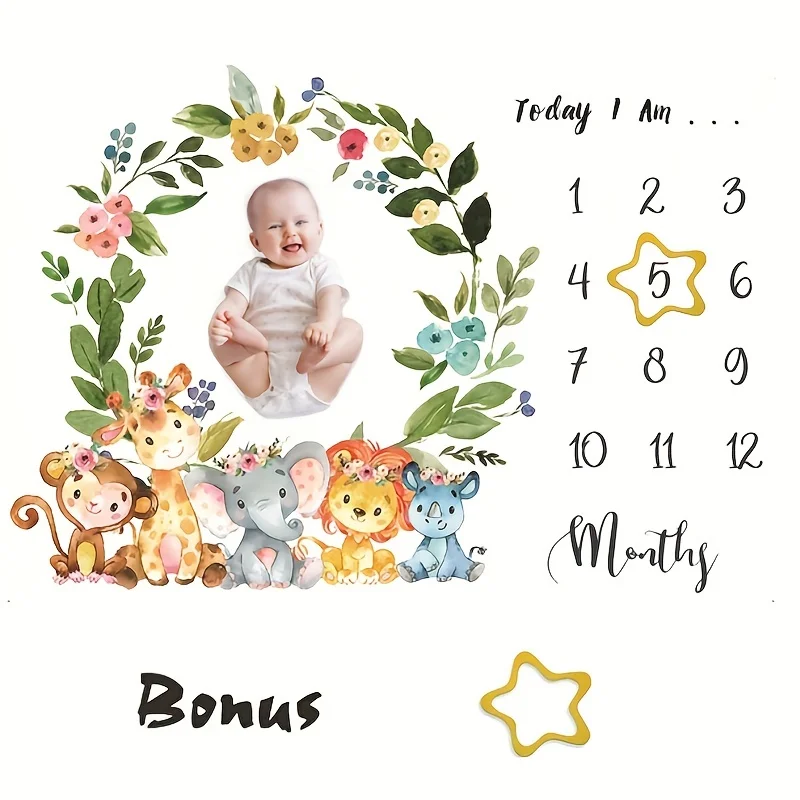 

Памятное одеяло VIKAMA для ежемесячного роста, детское одеяло для детей от 1 до 12 месяцев, идеально подходящее для подарков для новорожденных