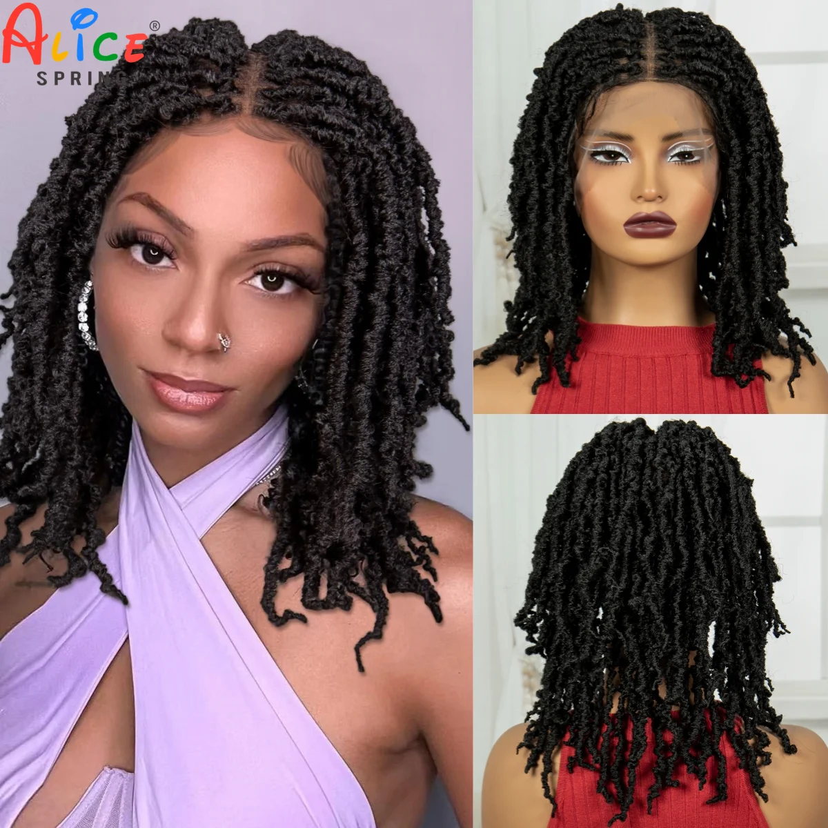 Dreadlock Braided Wigs Synthetic Full Lace Loc Braided Lace Wigs Natural Knotless Box Lace Frontal Braiding Hair Wig for Women