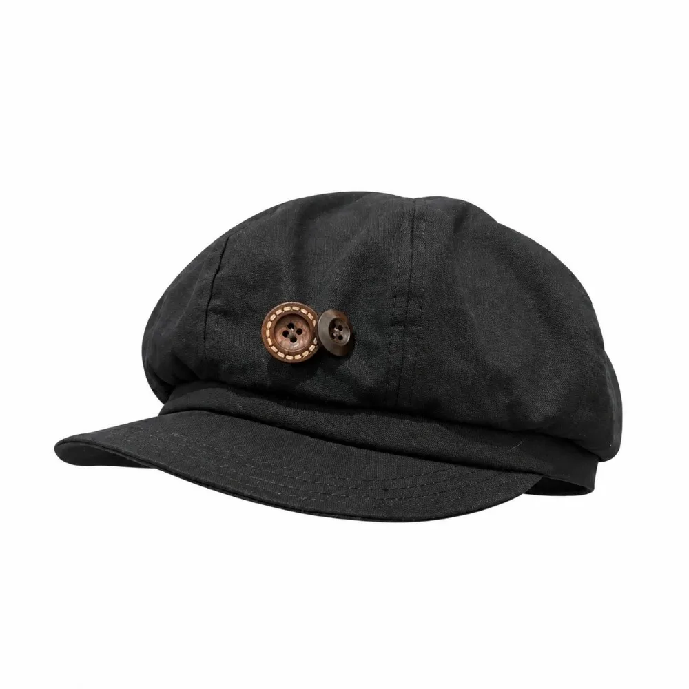 Stylish Handmade Women's Beret Cap Cloud-Like Warm Headwear Newsboy Cap Handmade Button Short Brim Hat Casual Daily Outfits