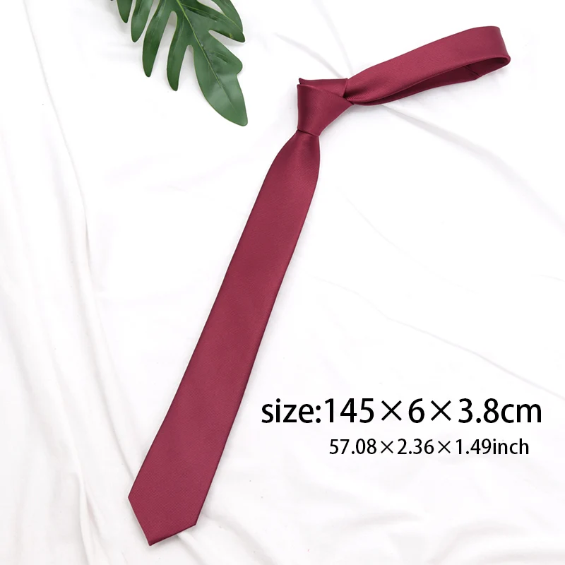Corbatas ajustadas para hombre y mujer, corbatas de cuello de boda, color rojo champán, negro, sólido, vestido Casaual, accesorios para camisa de