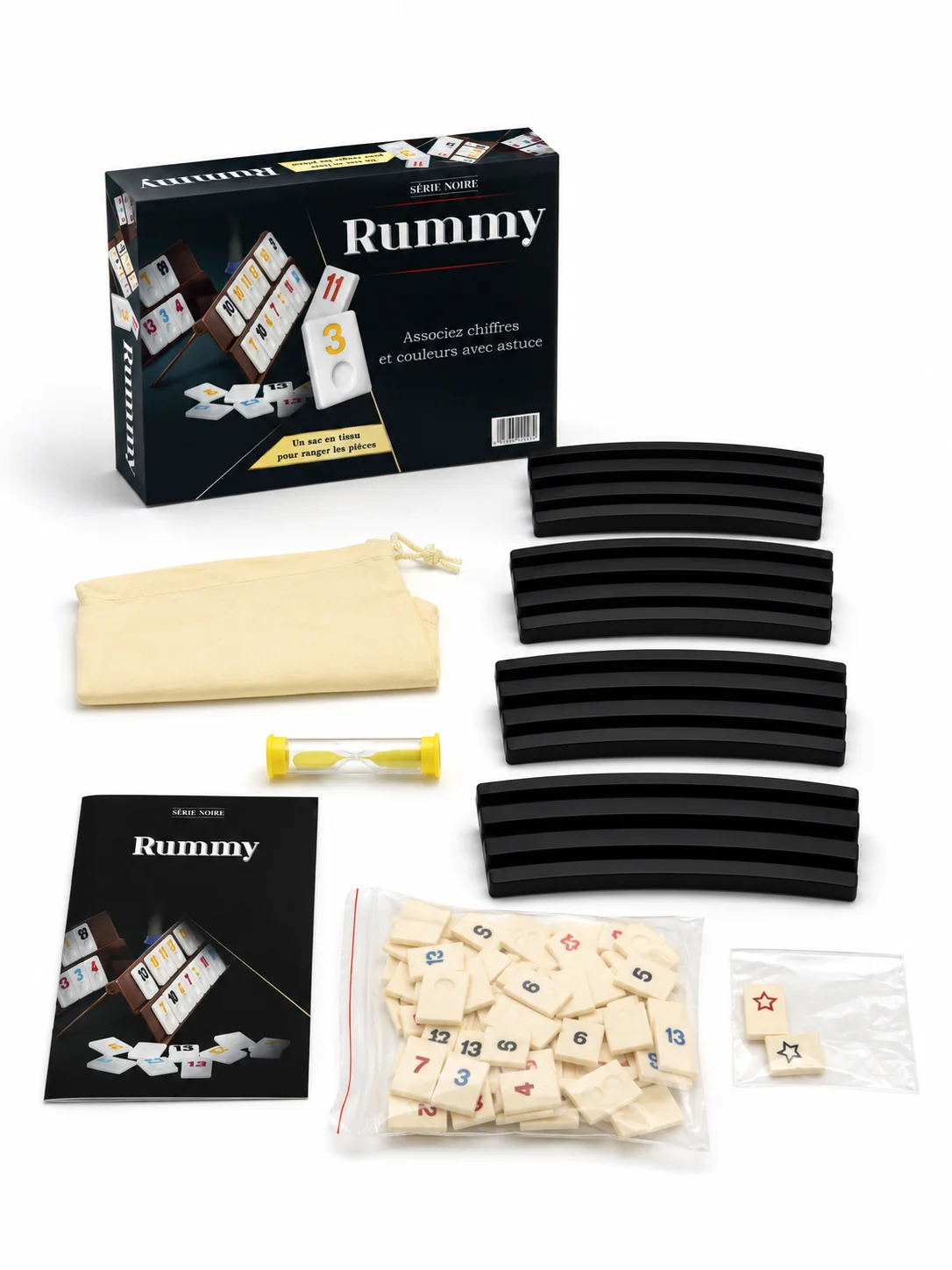 Jeu de société Rummy, jeu de stratégie classique de correspondance de tuiles numérotées avec supports, jeu de société familial pour enfants et adultes, version française