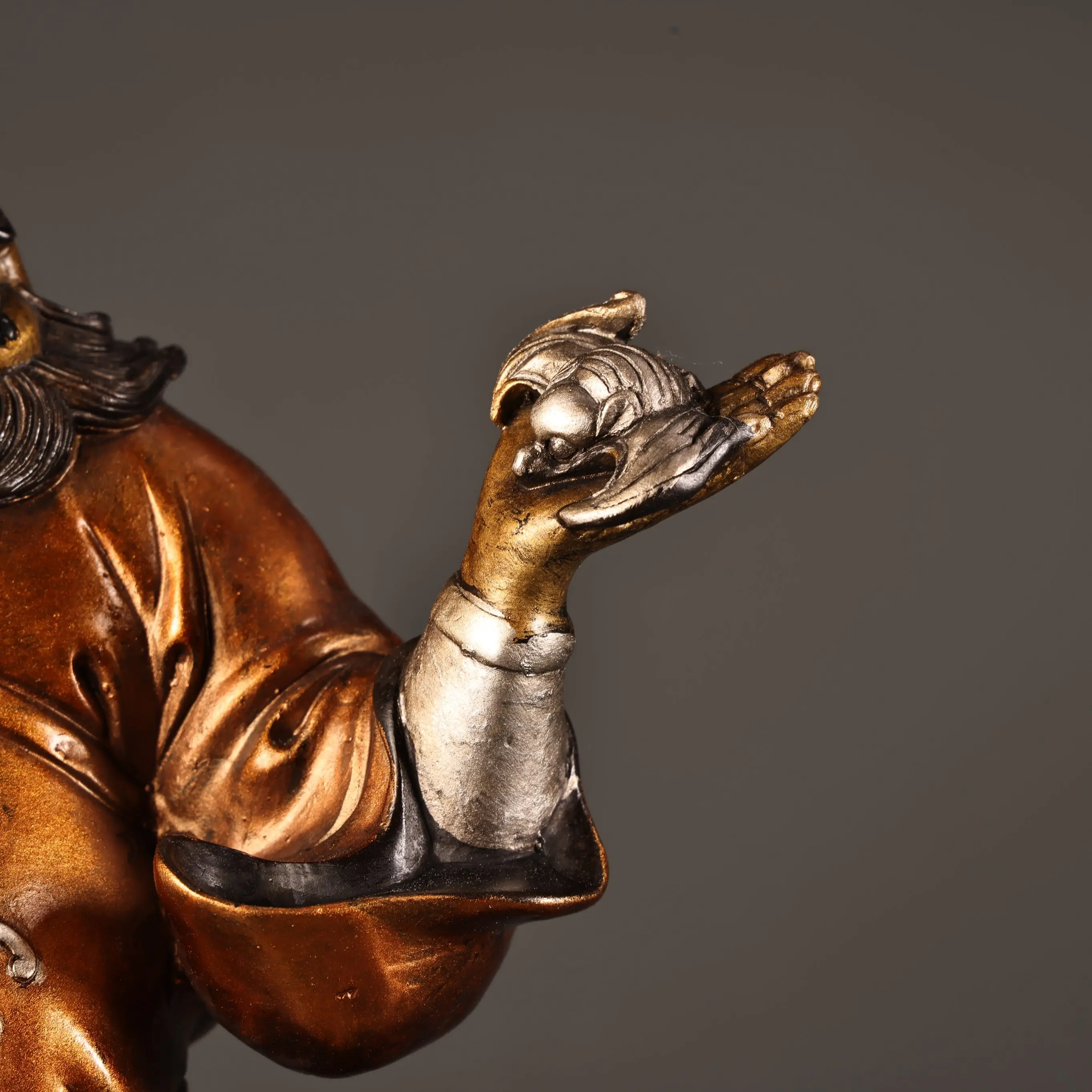 Old Bronze Gilded Silver Painted High Relief Ghostcatcher Celestial Master Zhong Kui Exorcist Celestial Master Worship Hall