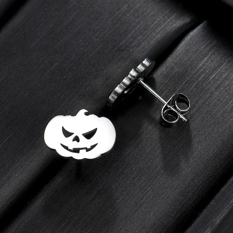 Halloween Series Titanium Steel Earrings Funny Bat Goblins Skull Devil Pumpkin Emoticon Stud Earrings Jewelry Presents