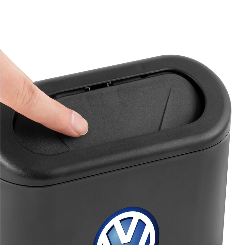 1PCS Portable black Abs car trash can storage box flip-top trash can Car Accessories For Volkswagen R Line R32 Touareg Passat