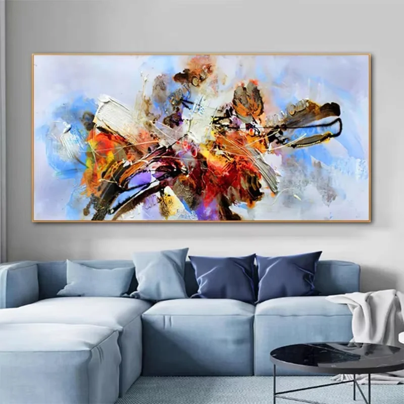 Large Size Colorful Block Canvas Painting Scandinavian Wall Art Quadros Abstract Poster Print Home