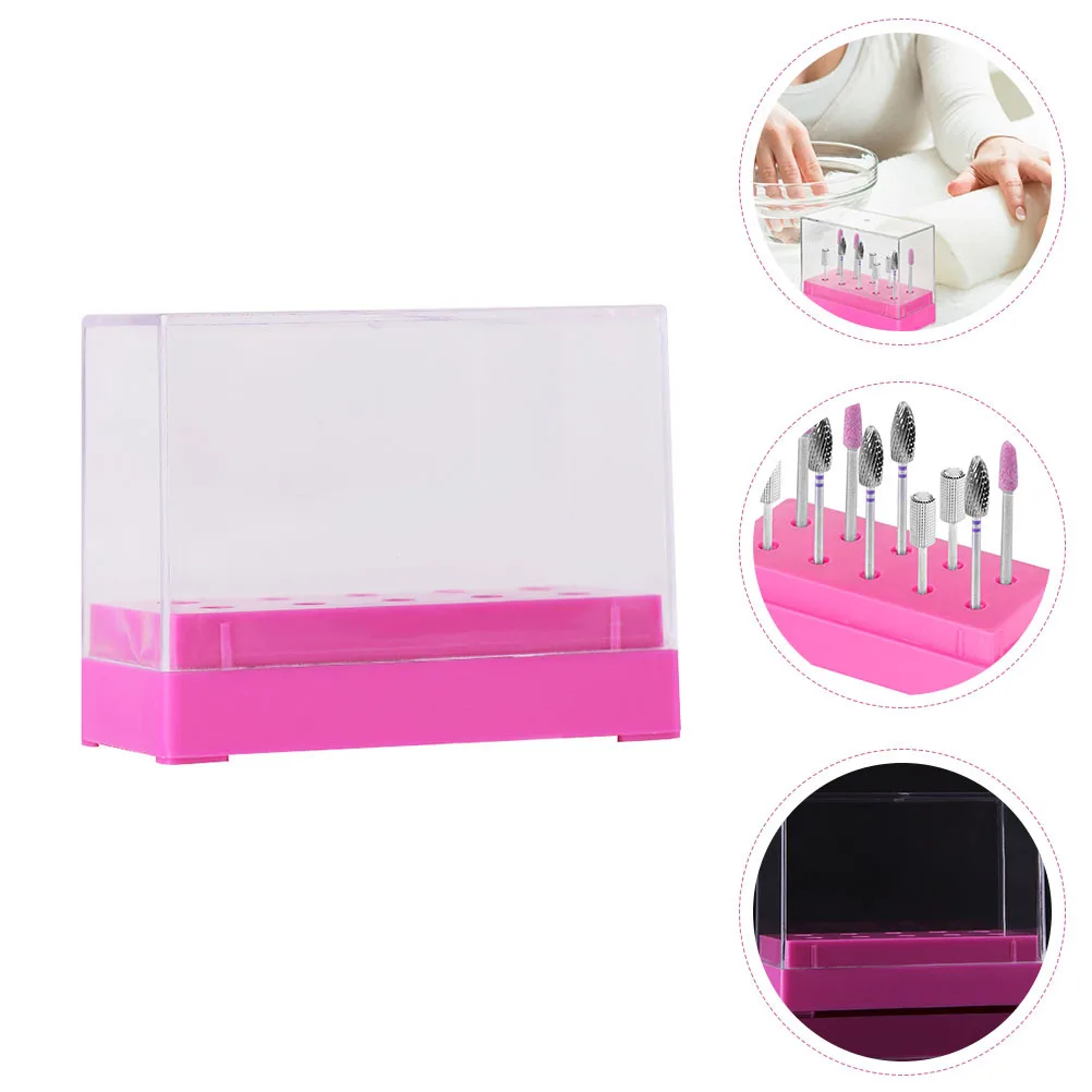

Nail Drill Bits Storage Box Plastic Organizer For Manicure Grinding Heads Display Case Nail Art Polisher Holder