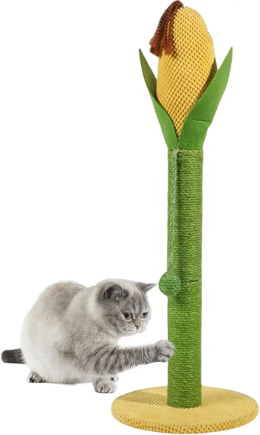 

Cat Scratching Post,32" Tall Corn Scratcher for Indoor Cats Vertical Kitten Scratch Pole with Interactive Toys Durable S