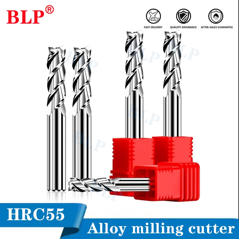 Cnc Tool Aluminum Cnc Milling Cutter Hrc55 3 Blade Alloy Coating Tungsten Steel Maching Endmill Milling Cutter Woodding Tools