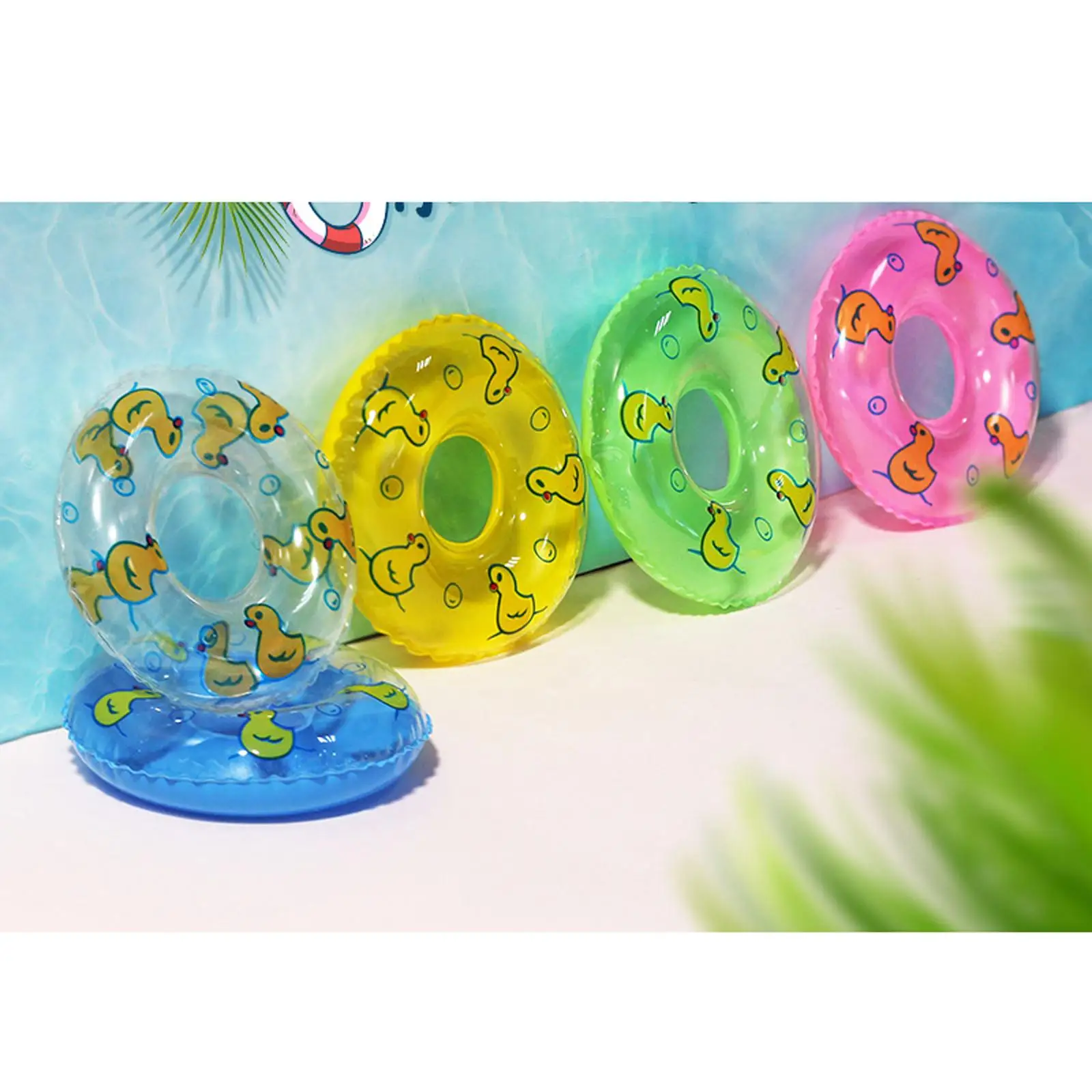 5Pcs 1:12 Miniature PVC Swimming Rings Micro Landscape Simulation Decor