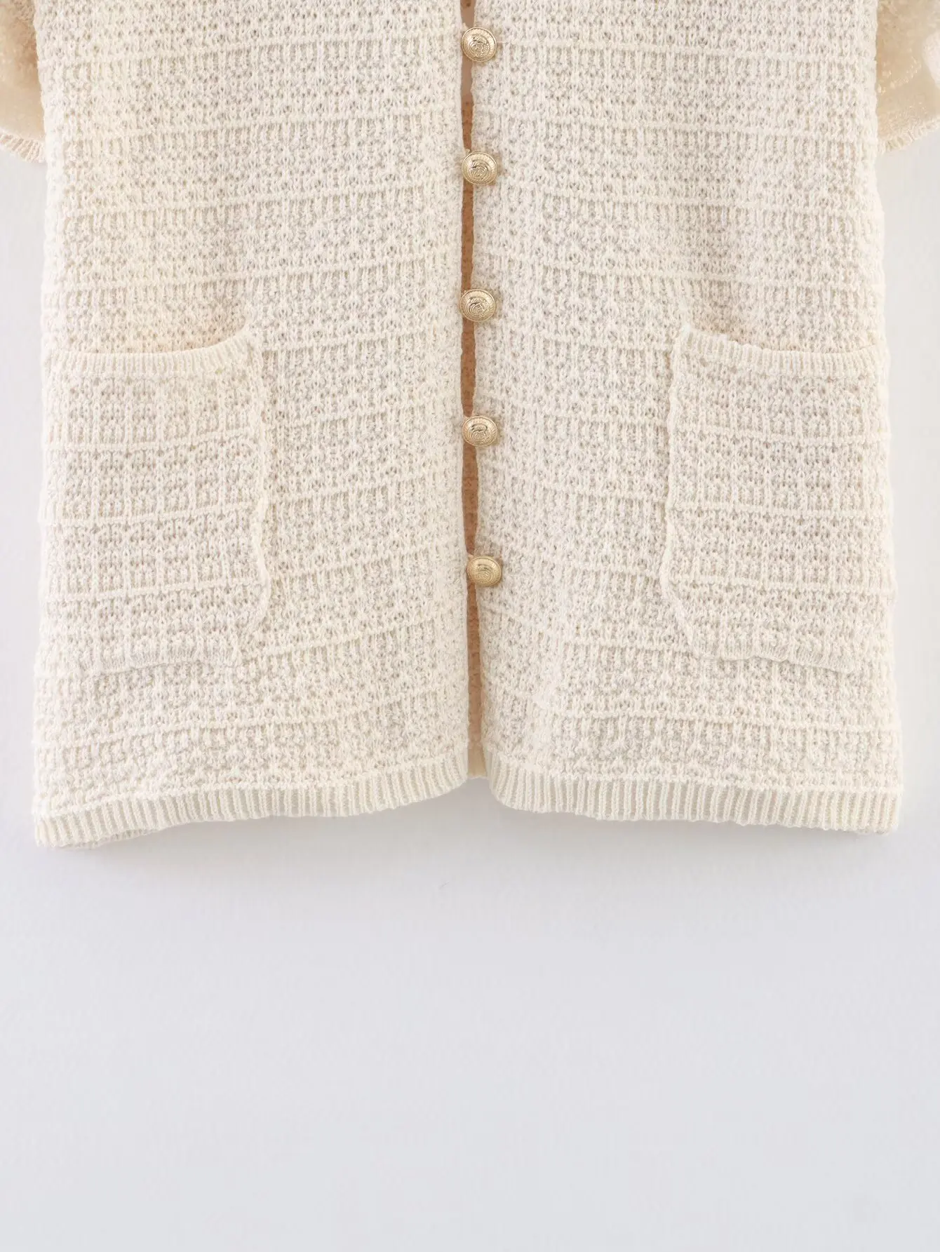 Elegante frauen Gestrickte Sets Rüschen Ärmel Einreiher Strickjacke Top + Patchwork Solide 2025, Sommer Frau Rock Outfits – Detail 9
