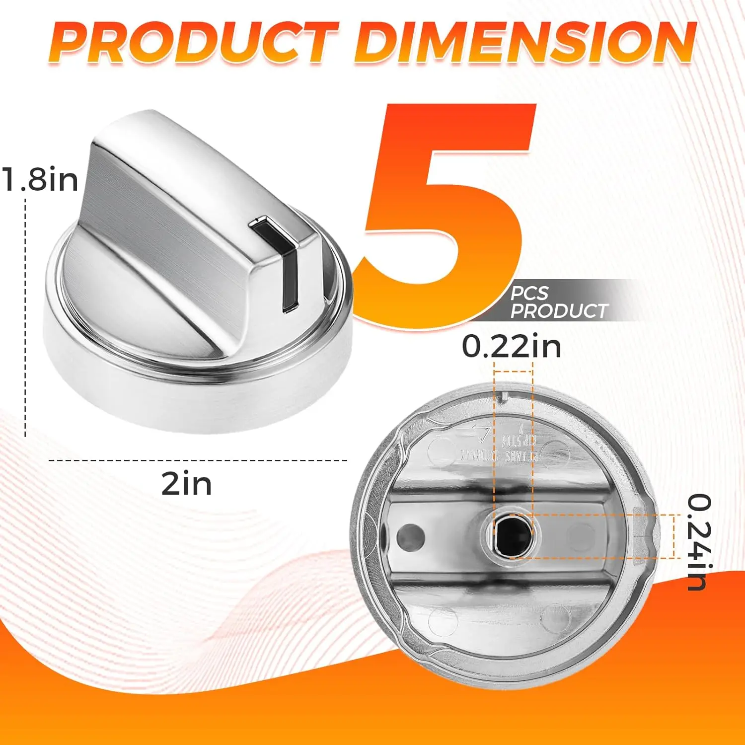 5pcs Cooktop Stove Knobs Replace WB03X29300 for WB03X29300 AP6301265 PS12296155 EAP12296155 JGP3030SL2SS JGP5536SL1SS Spare Part