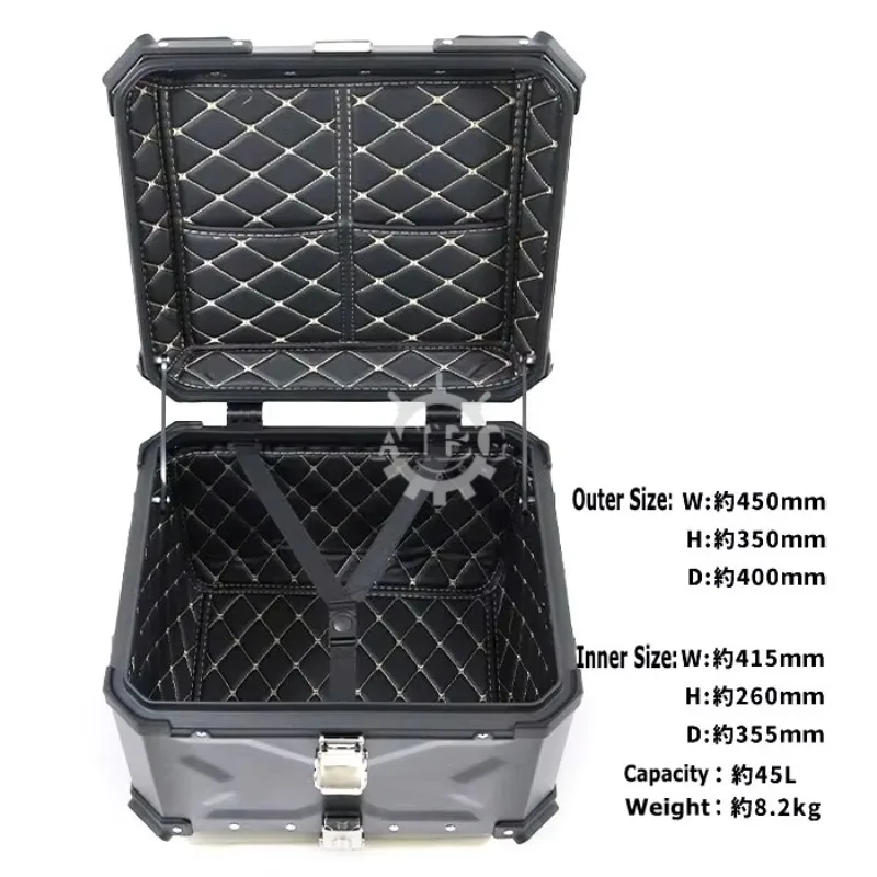 【2026】Universal Motorcycle Rear Box 45L Large Capacity Top Case New Carrier Storage TailBox Square Mounting Base With Security L
