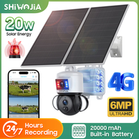 SHIWOJIA 6MP Solar Camera 4G SIM 20W WIFI Solar Panel Security 20000mAh Battery Dual Lens Recording Humanoid Tracking PTZ Camera