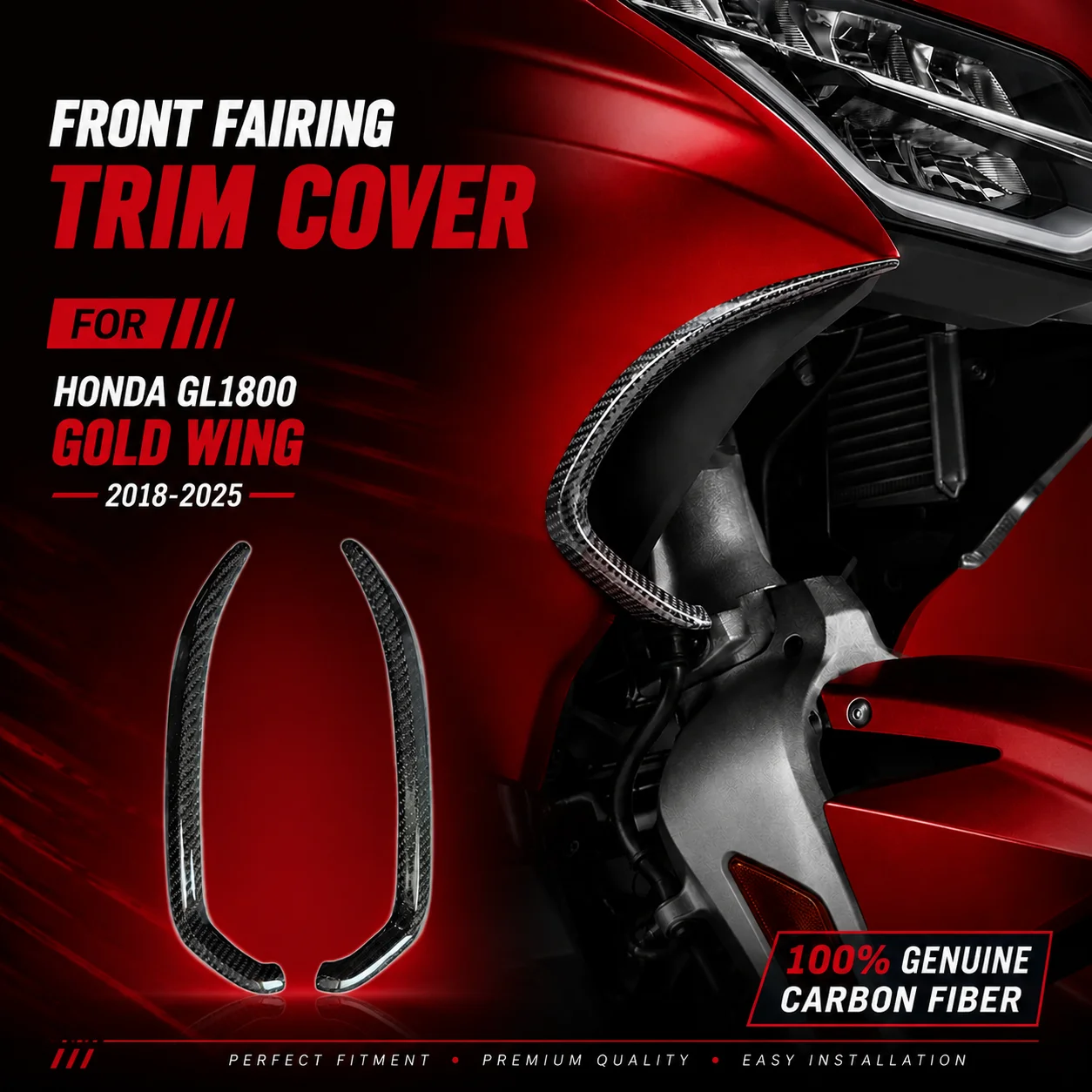 

Carbon Fiber Motorcycle Front Fairing Trim Cover for HONDA GL1800 Gold Wing 2018-2025