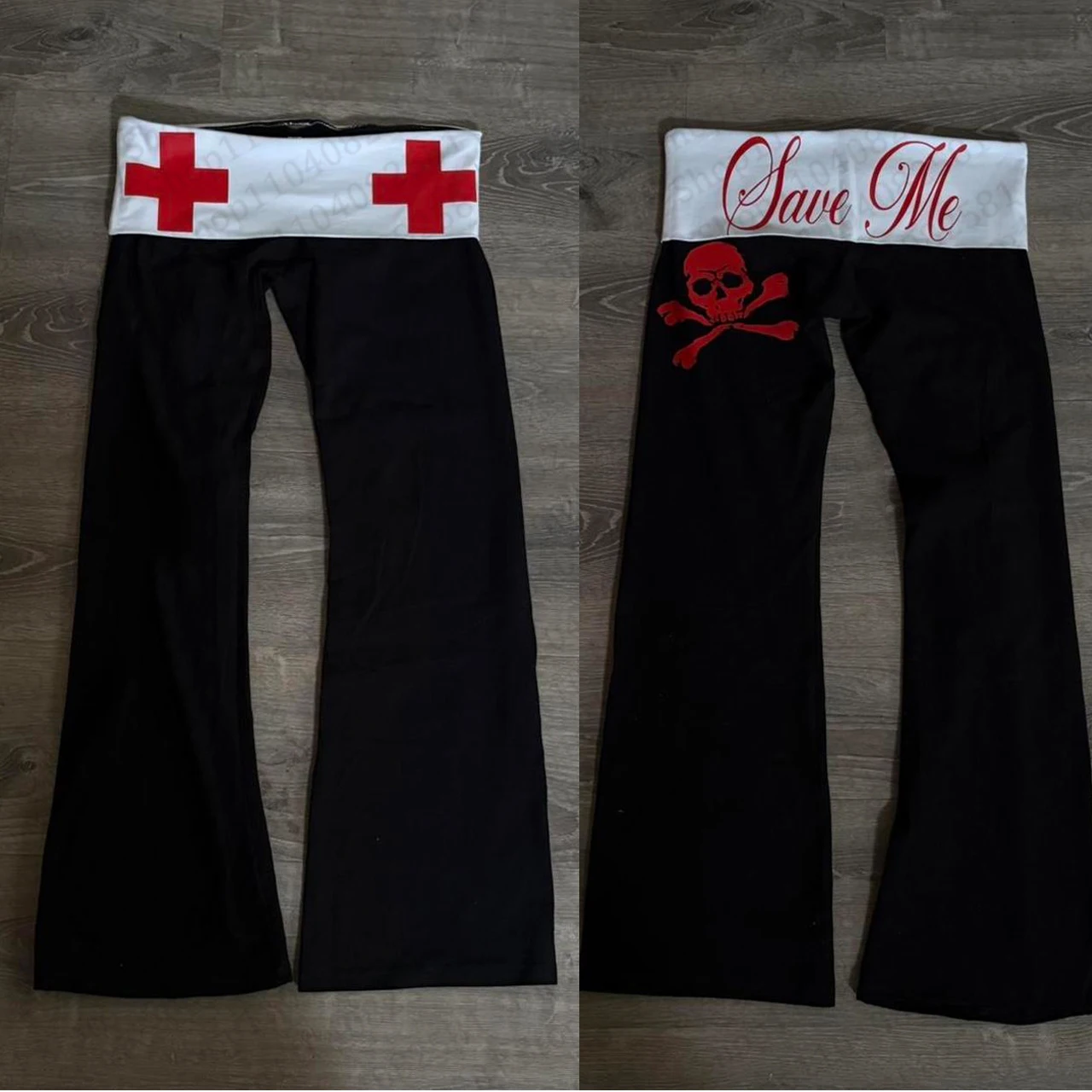 Y2K Hotties Bottoms Gothic Punk Rock Women's Trousers Sexy Slim Fit Casual Chic Printed Lace-up High-Waisted Pants Emo Harajuku