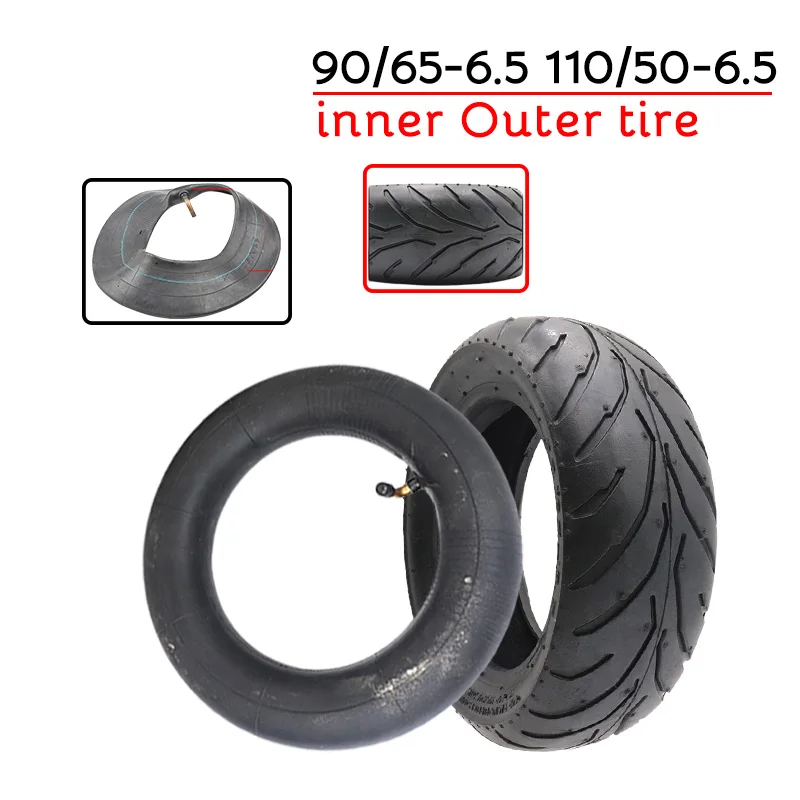 Neumático Delantero y Trasero de Alta Calidad 90/65-6.5 y 110/50-6.5 con Cámara de Aire y Válvula Curva para Mini Moto de Cross de 49cc, Scooter Eléctrico y Moto