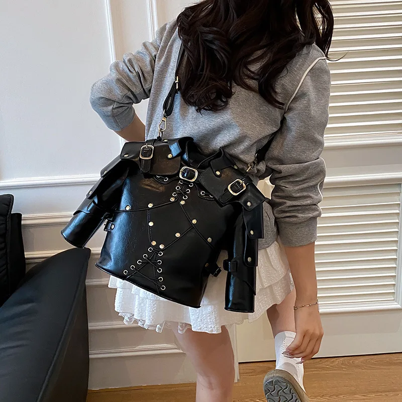 

Креативная броня, сумка на одно плечо, унисекс, уличная сумка через плечо в стиле панк, забавный дизайн, мотоциклетная сумка