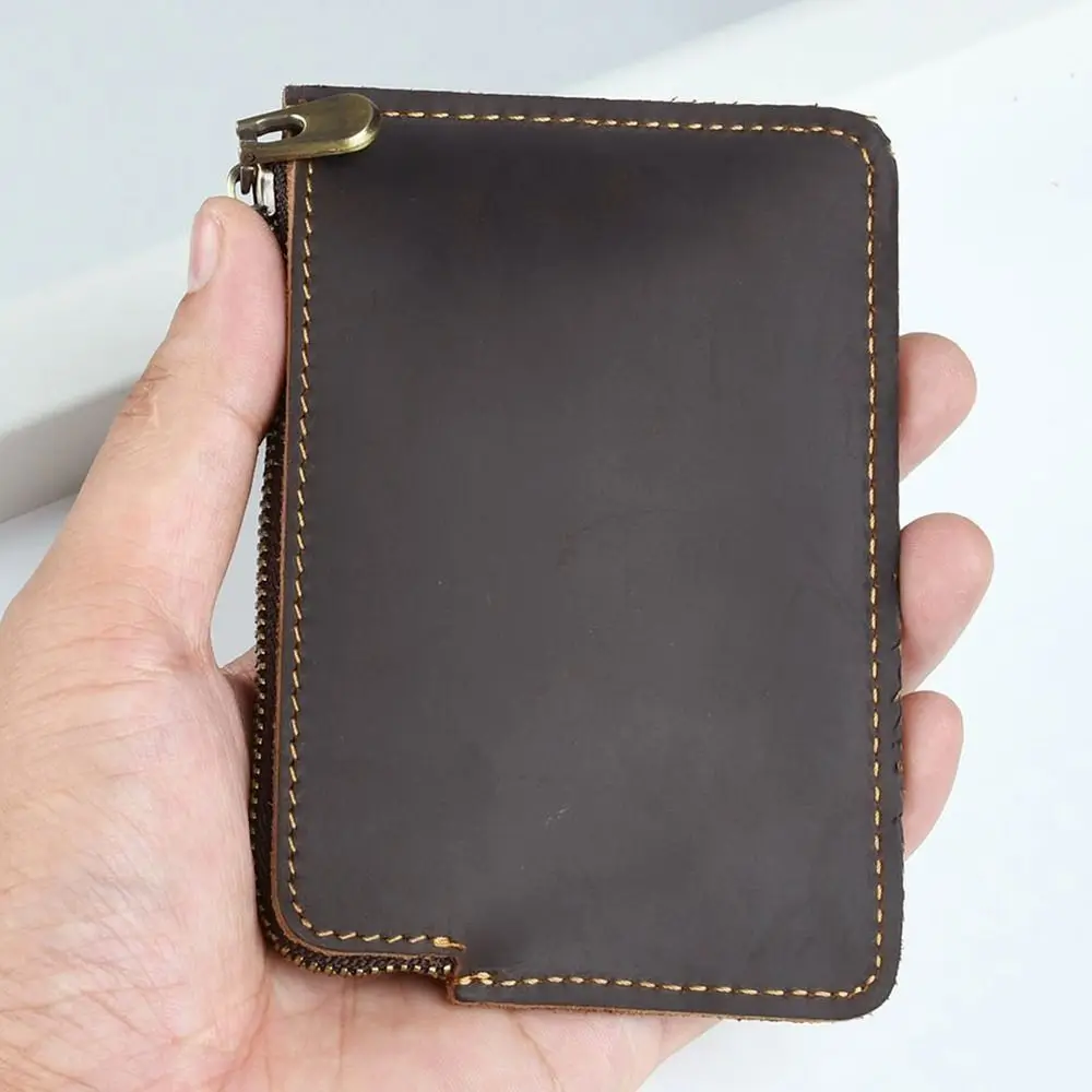 

Genuine Leather Men's Short Wallet Ultrathin with Belt Loop Credit Card Holder Lightweight Retro Belt Hanging Money Pouch