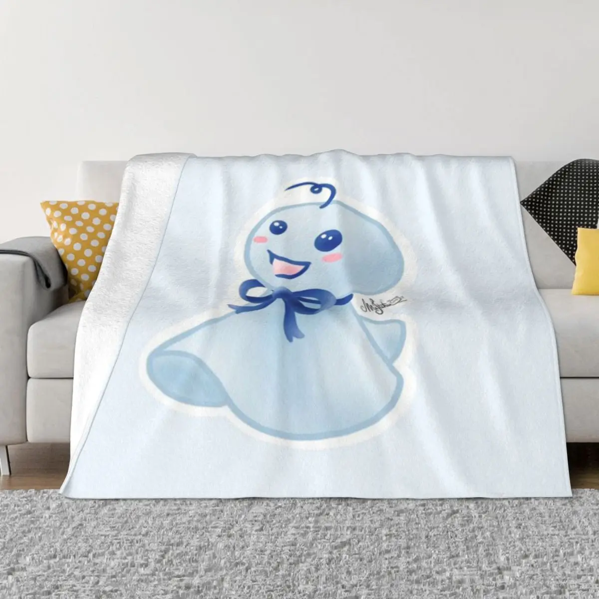 Teru Teru Bozu Blue Happy Decoração de casa personalizada e cobertor de micro lã ultramacio