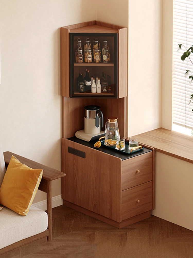 Solid wood, corner, shelf, bedside, sofa, triangular side cabinet, living room