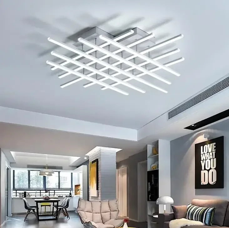 Modern LED Lighting for Kitchen Bedroom Art Exhibition Hotel Matte White AC110-240V Ceiling Lamp Line Desing Luminaria Fixtures