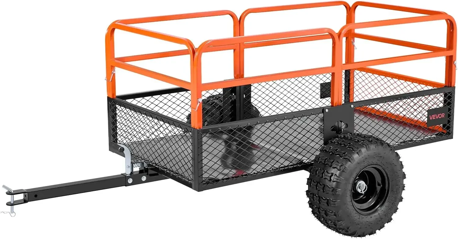 28 Cu.Ft 1800Lbs Steel ATV UTV Trailer Tow Behind Dump Cart, Heavy Duty Pull Behind Utility Dump Trailer for Lawn Mower Trailer
