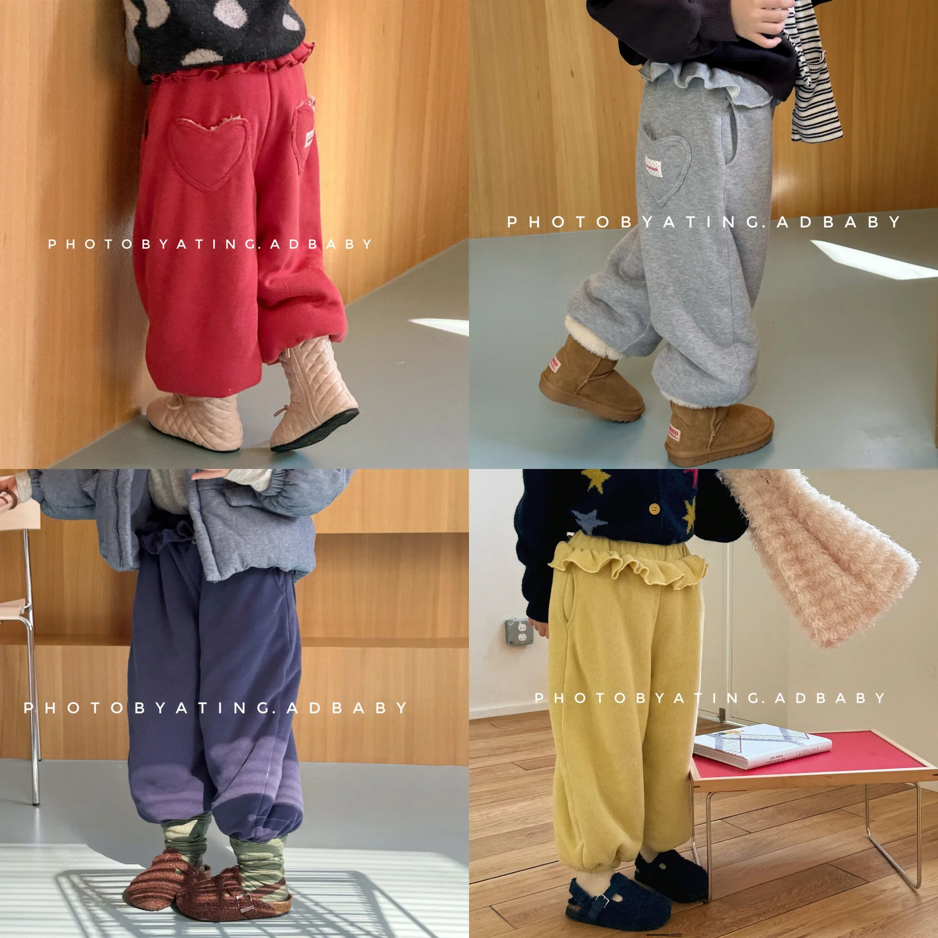 2025 Winter Children's Pants Korean-style Ruffle Baby Girls Fleece Pants Toddler Warm Sweatpants 1-7Y Kids Girls' Casual Trouser