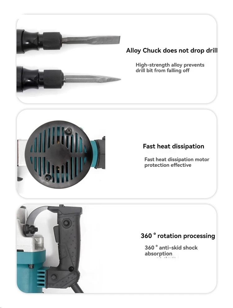 High Power 1200W Multifunctional Wall Chiseling Electric Pick, Hammer, Impact Drill Dual-Use