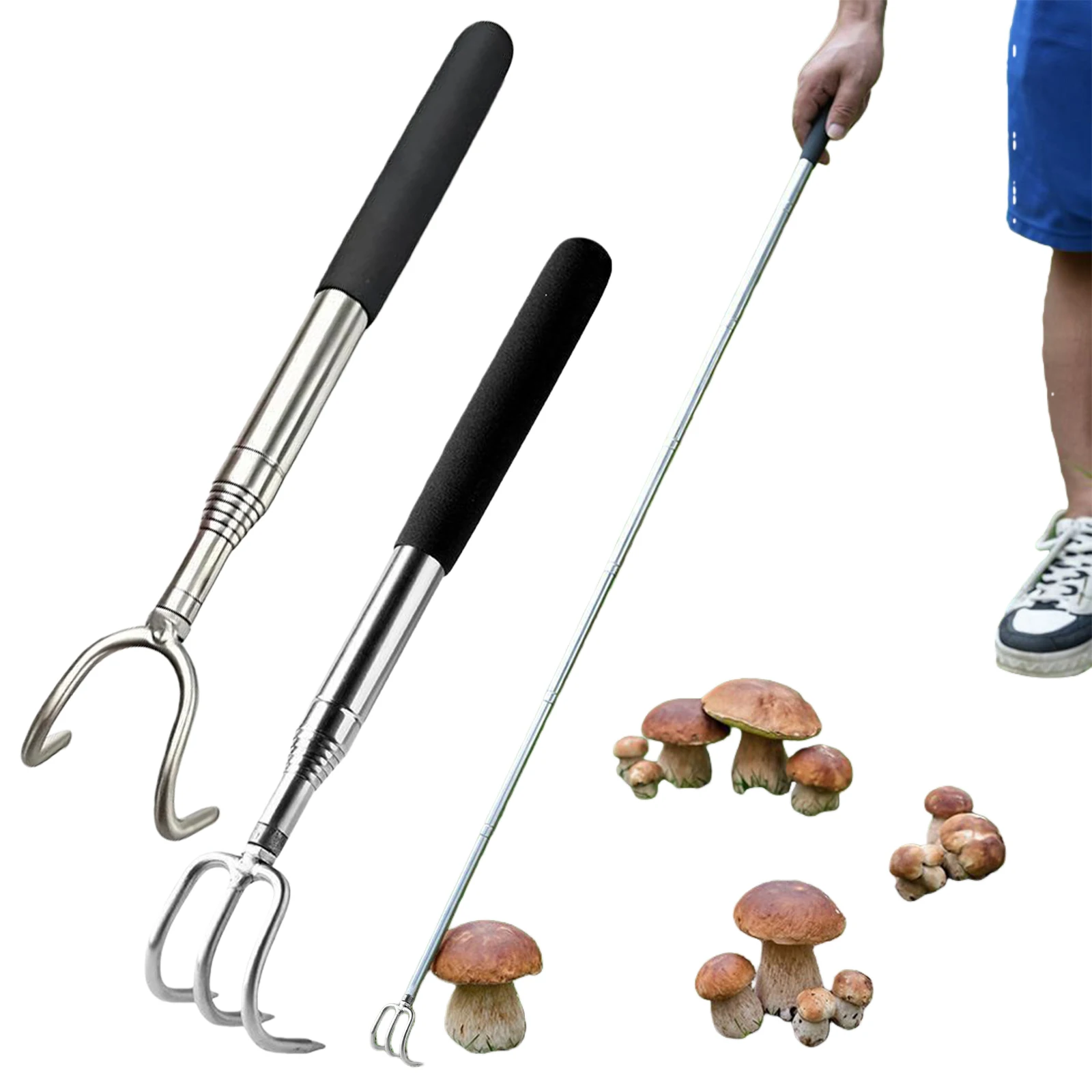 Stainless Steel Mushroom Harvester Retractable Mushroom Picking Tool Telescopic Mushroom Picking Tool for Outdoors Gathering