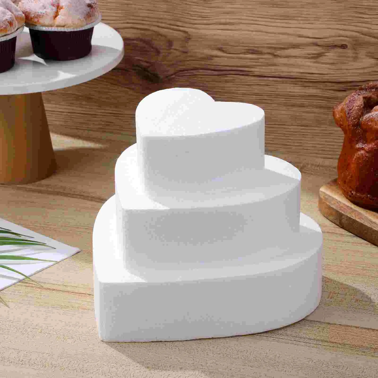 3 Pcs Cake Model DIY Mould White Craft Foams Heart Shaped Dummies Mold Birthday