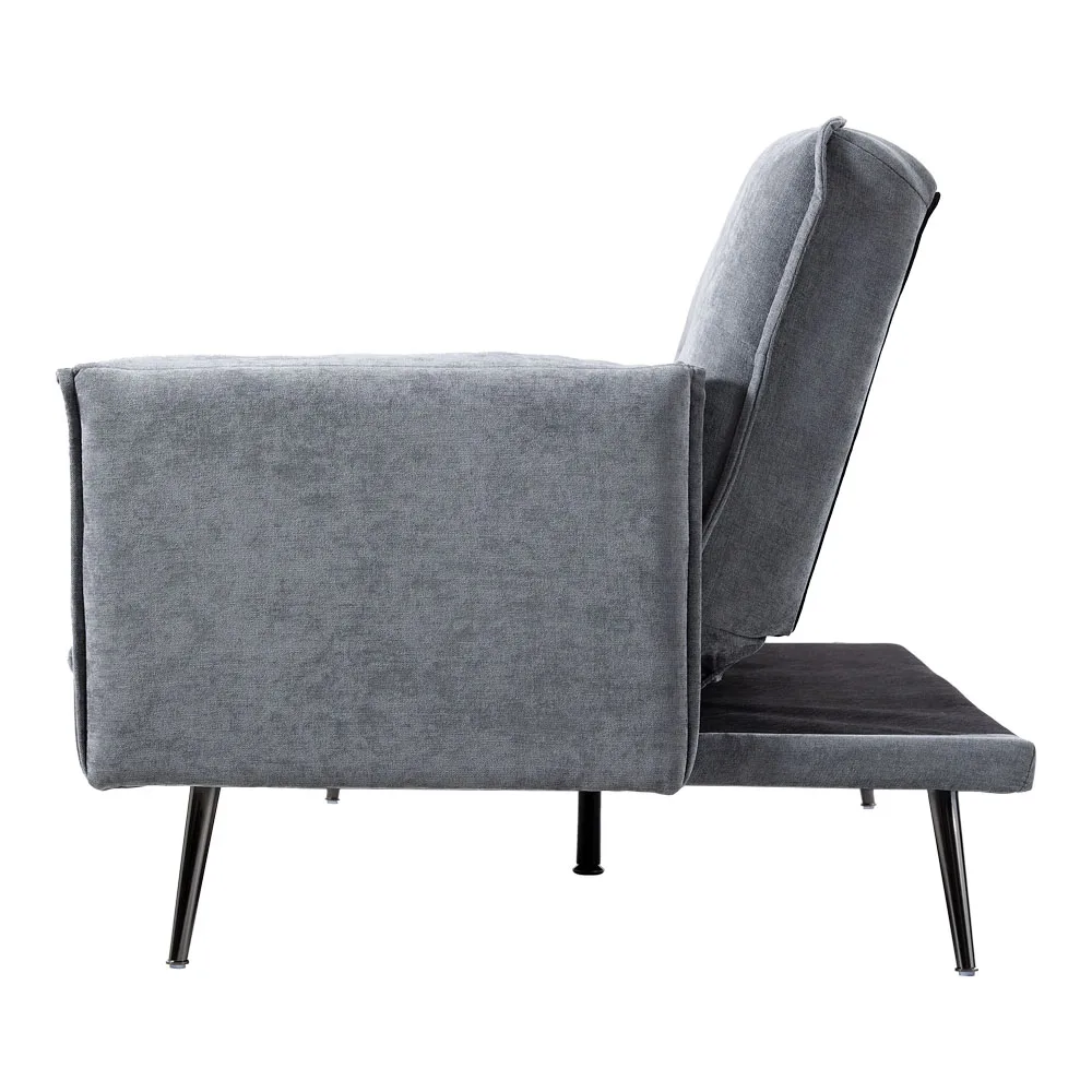 سرير أريكة عصري قابل للتحويل من Haodirect ، 3 مقاعد ، عصري بوسادتين ، أرجل معدنية سوداء ، غرفة معيشة وغرفة نوم #5