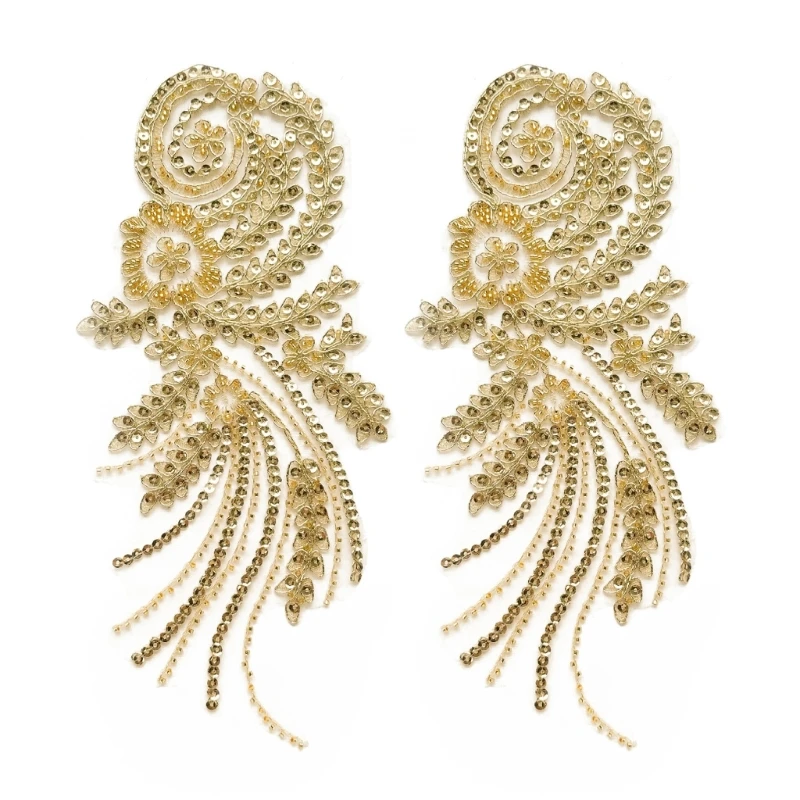 2pack Fringe Beads Sequins Patches Luxurious Decoration Accessories for Creative Fashion Lovers Dropship