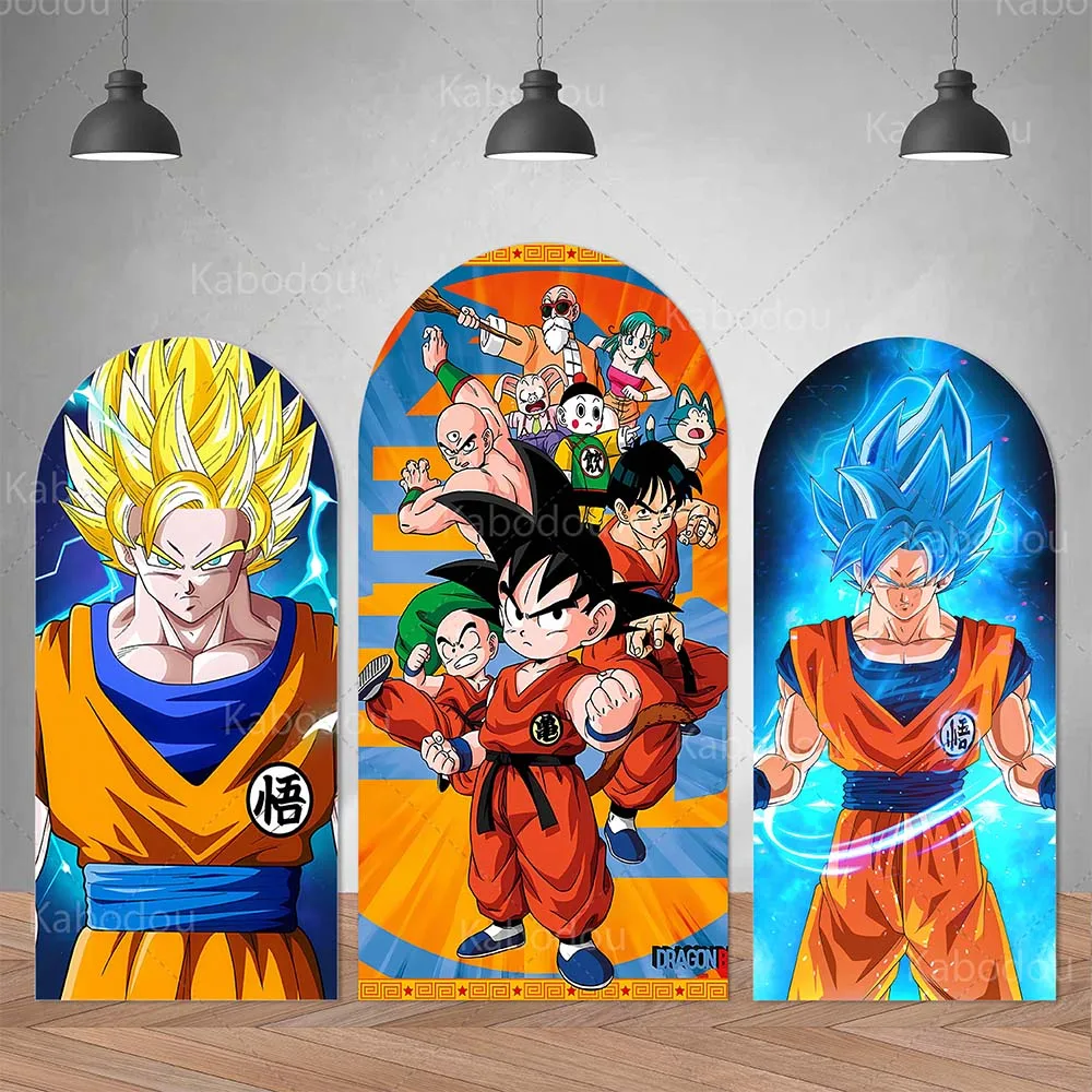 

Dragon Balls Goku Arch Backdrop Cover Boys Birthday Party Decoration Baby Shower Photography Background Studio Booth Prop