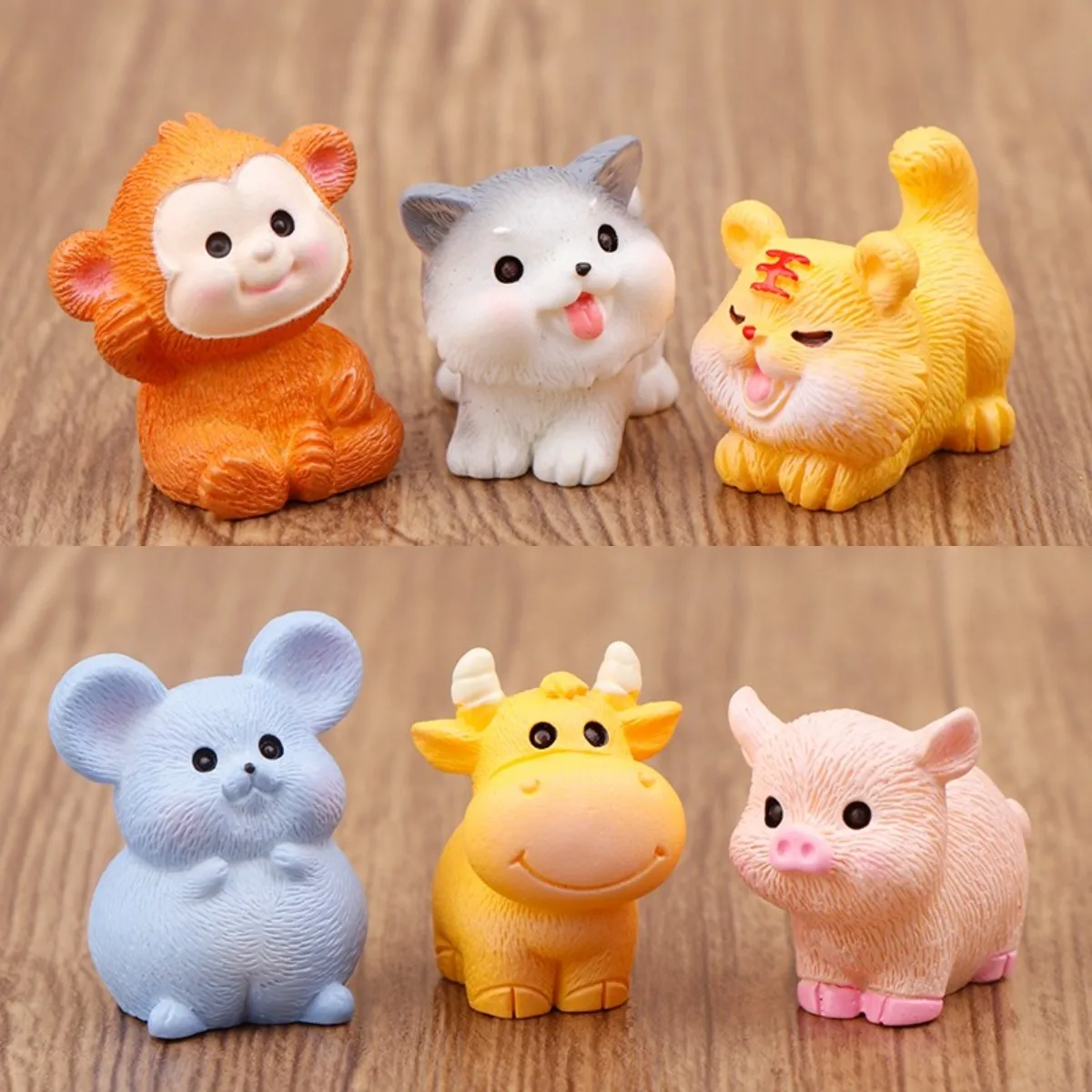 Miniature 12 Zodiac Resin Doll Figurines Crafts Realistic Animals For Dollhouse Micro Landscape Scene Decoration DIY Accessories