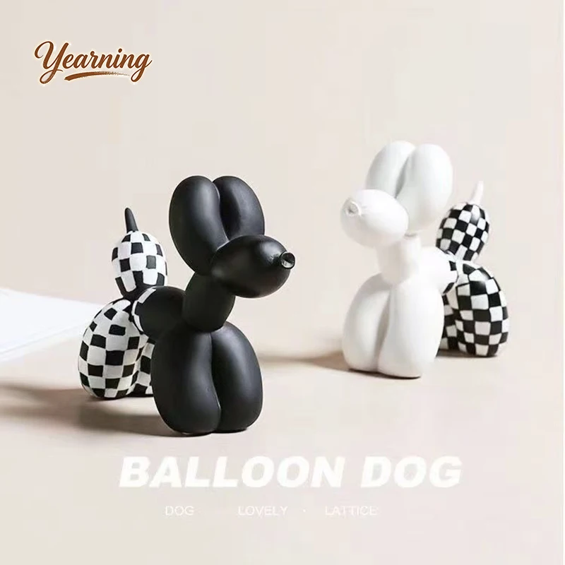 

Nordic Modern Cream Balloon Dog Figurine Luxury Resin Statue Home Decor for Wine Cabinet TV Living Room Art Gift