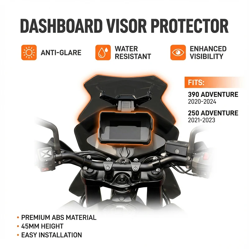 

Для KTM 390ADV 250ADV 390 ADVENTURE 250adv 2021 2022 2023 мотоциклетный солнцезащитный козырек, крышка, экран прибора, солнцезащитный козырек, защита