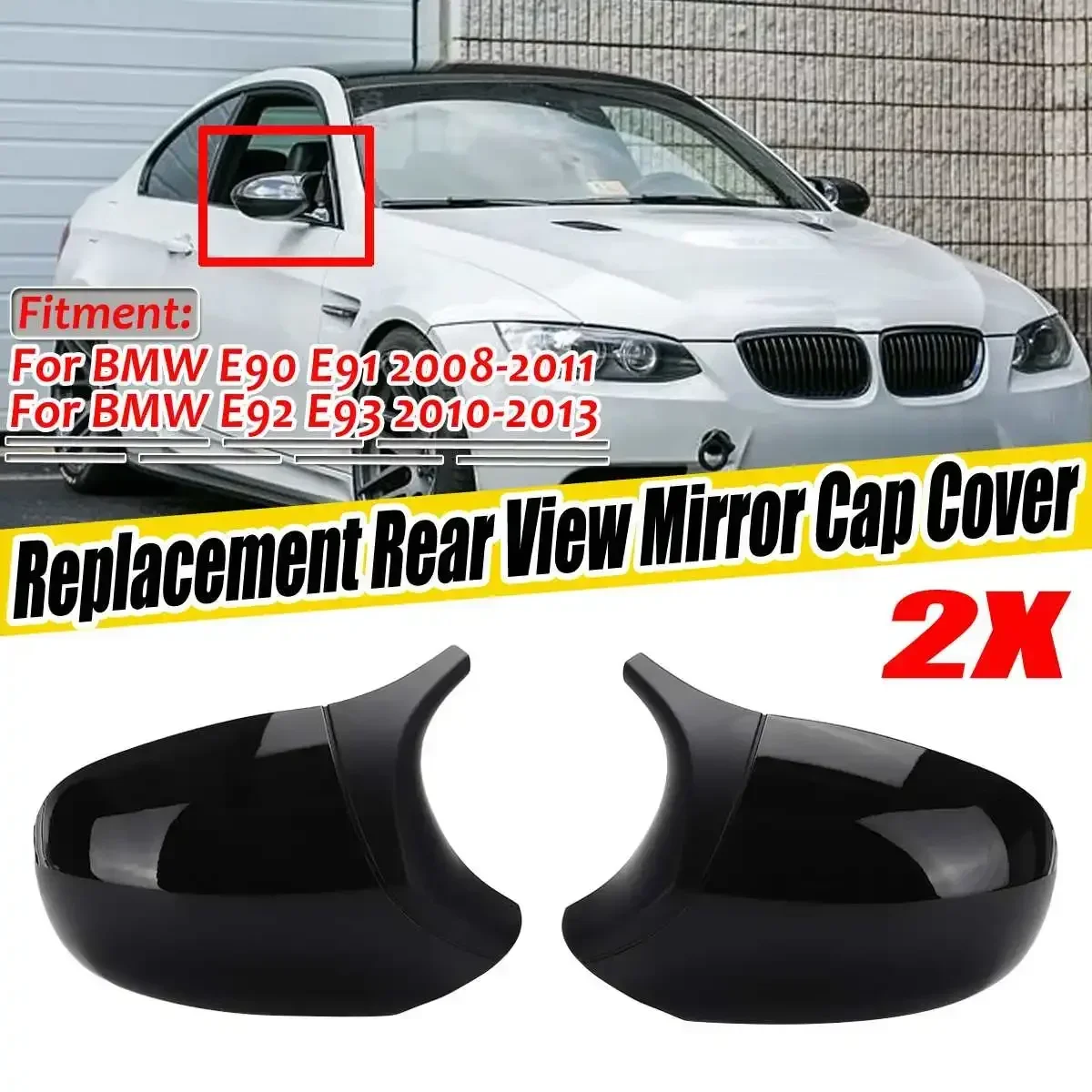 A Pair E90 E92 Car Rear Mirror Cap Cover Replacement Side Mirror Caps  For BMW E90 E91 2008-2011 E92 E93 2010-2013 LCI Body Kit