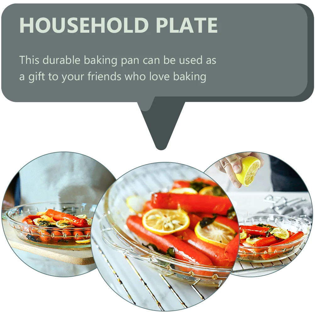

Tempered Glass Baking Plate Microwave Oven Steaming Dish Serving Tray Glass Bakeware Kitchen Cooking Pan