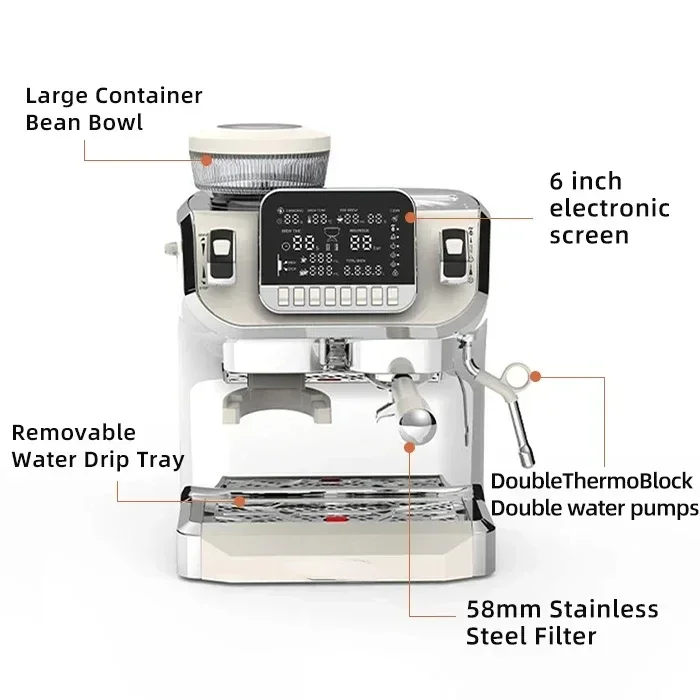 Durable and sturdy Profesional Barista Smart Coffee Makers Dual Boilerg Grinding  Express Espresso Machines