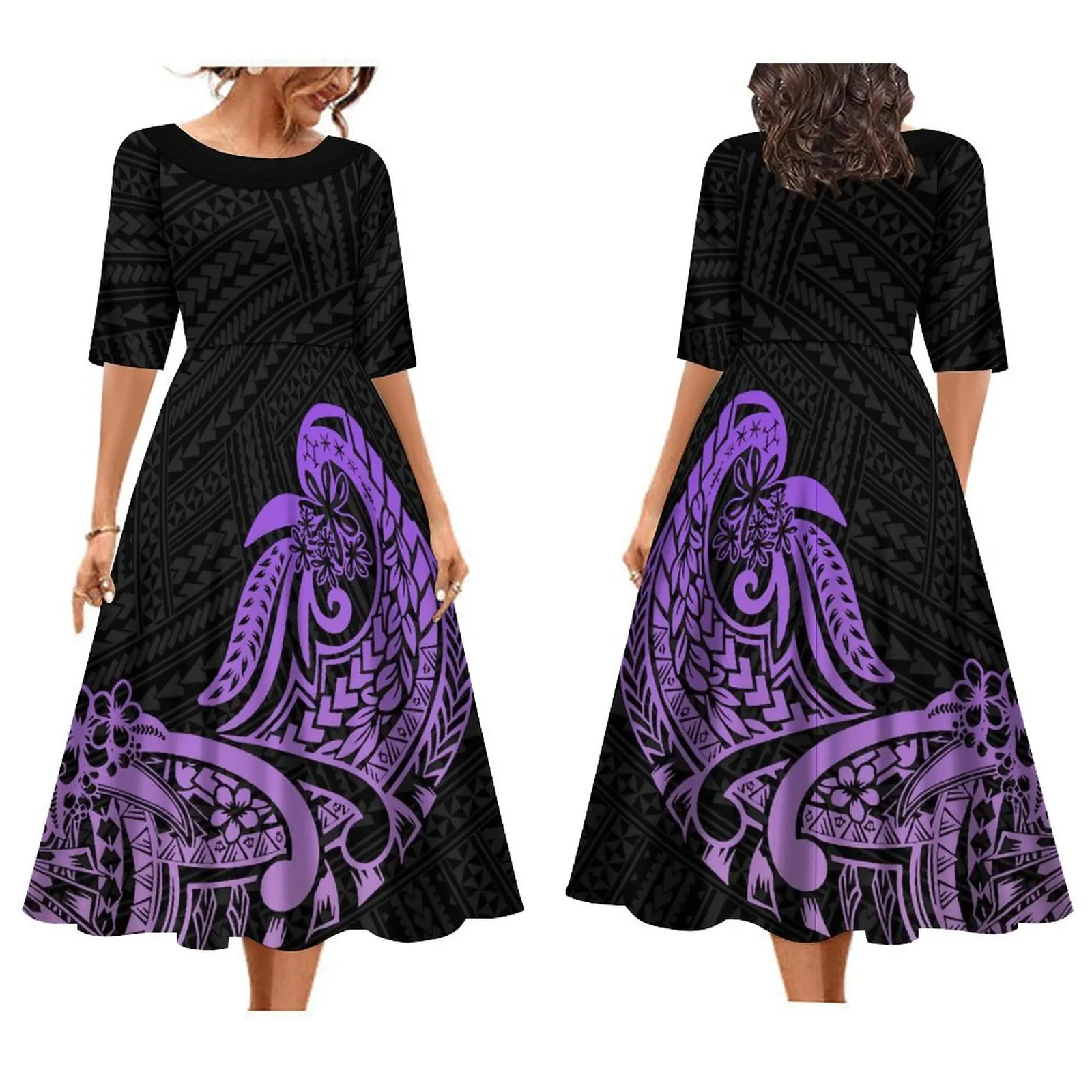 Polynesian Quality Fabric Dress Banquet Dress Summer Fashion Women Women's Temperament Dress Custom Summer Short Sleeves