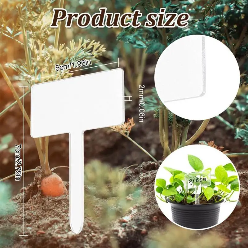 

Garden Markers for Plants Outdoor Clear Acrylic Plant Labels in T Shape Waterproof Garden Labels for Seedling Fruit Trees
