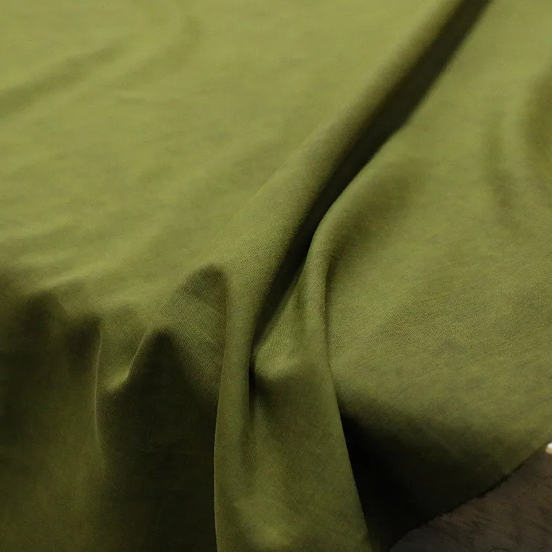 

silk cotton satin rammed fabric Xiangyunsha intangible cultural heritage clothing designer autumn Fragrance green