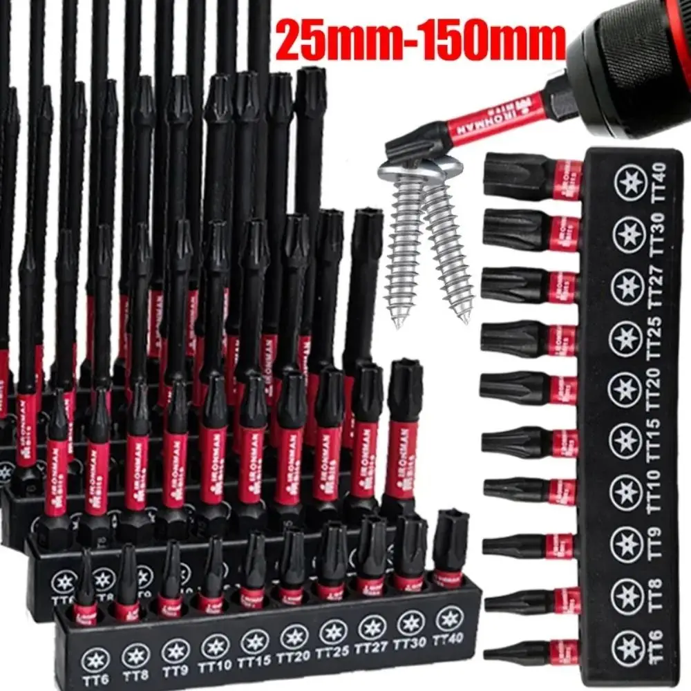S2 Steel Impact Screwdriver Bits Magnetic 25-150mm Length Electric Drill Bit Driver Torx Drive Batch Head Hand Tool Bit Set