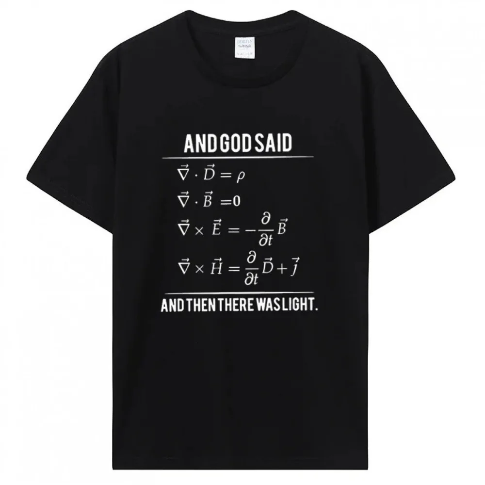 Maxwell Equations Physics T Shirt Men Women God Said Light Formula Crew Neck Cotton Science Nerd Tee